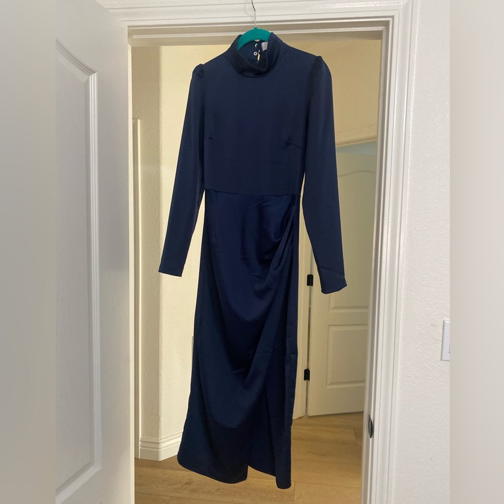 Whyte Valentyne navy midi dress with slit